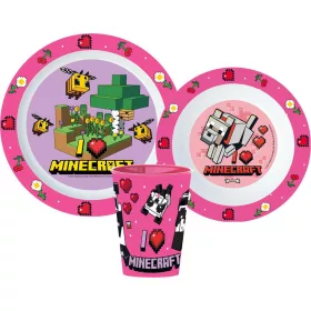   Minecraft Girls étkészlet, micro műanyag szett, pohárral 260 ml