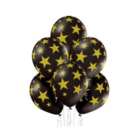   Csillagos Black Star léggömb, lufi szett 6 db-os 30 cm (12 inch)