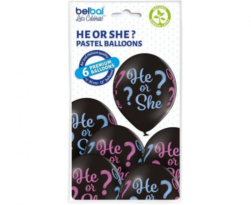 Fiú vagy Lány He or She léggömb, lufi 6 db-os 12 inch (30cm)