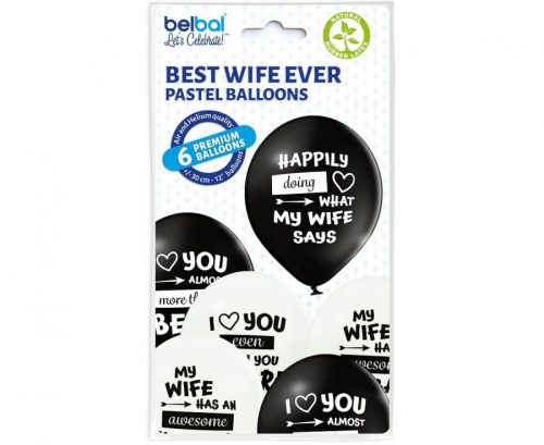 Legjobb Feleség Best Wife Ever léggömb, lufi 6 db-os 12 inch (30 cm)