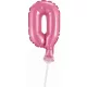 Rózsaszín 0-ás Pink szám fólia lufi tortára 13 cm
