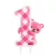 Első születésnap Pink Teddy csillámos tortagyertya