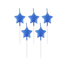 Kék csillag Metallic tortagyertya, gyertya szett 5 db-os