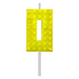 Építőkocka 0-ás Yellow Blocks tortagyertya, számgyertya