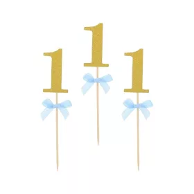 Kék 1st Birthday díszítő pálca 10 db-os