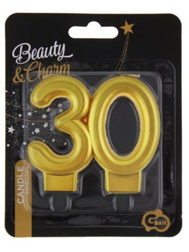 Arany 30-as Gold tortagyertya, számgyertya