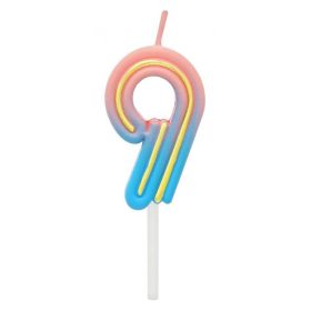 Színes 9-es Neon számgyertya, tortagyertya