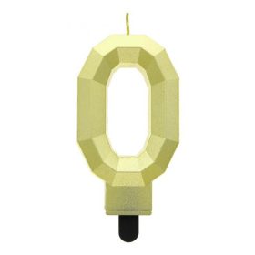 Arany 0-ás Diamond Metallic számgyertya, tortagyertya