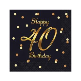 Happy Birthday 40 B&C Gold szalvéta 20 db-os 33x33 cm