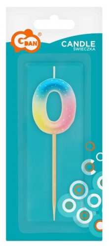 Színes mini 0-ás Pastel Ombre számgyertya, tortagyertya