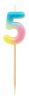 Színes mini 5-ös Pastel Ombre számgyertya, tortagyertya