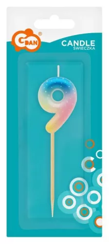 Színes mini 9-es Pastel Ombre számgyertya, tortagyertya