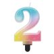 Színes 2-es Pastel Ombre számgyertya, tortagyertya