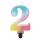Színes 2-es Pastel Ombre számgyertya, tortagyertya