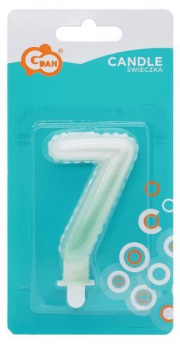 Fehér-Zöld 7-es Ombre számgyertya, tortagyertya