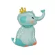 Elephant with Crown, Elefánt fólia lufi 70 cm