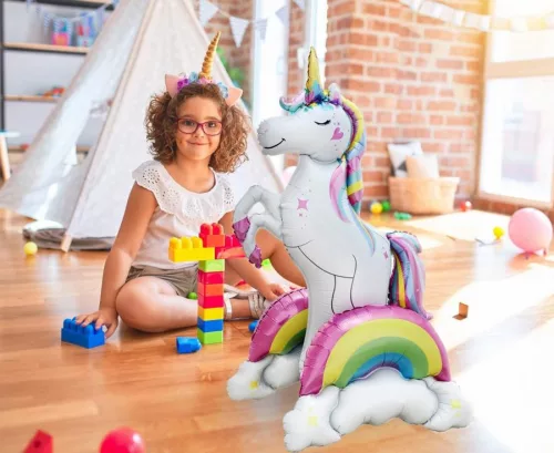 Unikornis 3D Rainbow fólia lufi 94 cm
