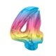 Színes 4-es Rainbow szám fólia lufi 92 cm