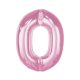 Rózsaszín 0-ás Light Pink szám fólia lufi 92 cm