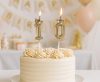 Arany Champagne Crown 0-ás számgyertya, tortagyertya 6 cm