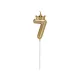 Arany Champagne Crown 7-es számgyertya, tortagyertya 6 cm