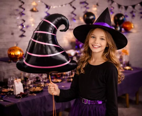 Boszorkány kalap Black fólia lufi 51 cm