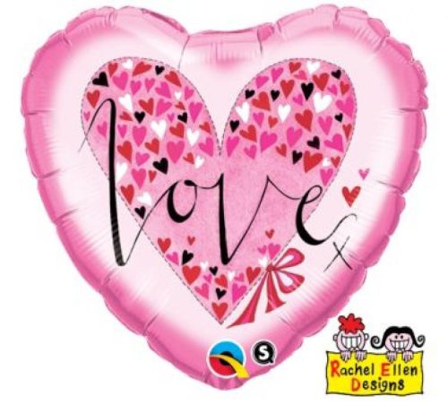 Szerelem Hearts Pink fólia lufi 46 cm