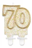 Arany csillámos 70-es Gold tortagyertya, számgyertya