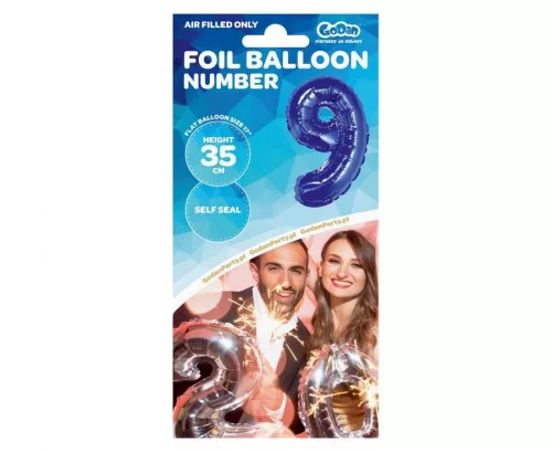 Kék Blue 9-es mini szám fólia lufi 35 cm
