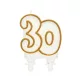 Arany csillámos 30-as Gold tortagyertya, számgyertya