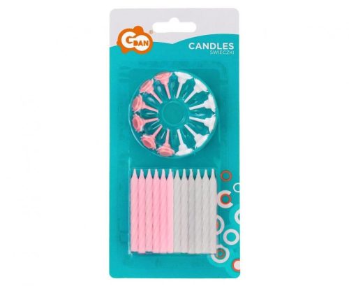 Rózsaszín Pattern 4 tortagyertya, gyertya szett