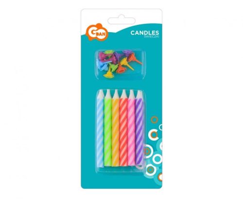 Színes Spiral tortagyertya, gyertya szett 12 db-os