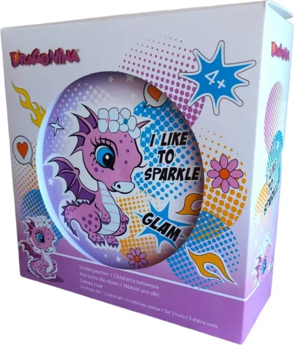 Sárkány Glam étkészlet, micro műanyag szett Dobozban