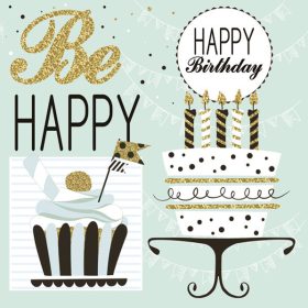 Happy Birthday Mint szalvéta 20 db-os 33x33 cm