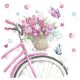Virág Pink Bicycle with Basket szalvéta 20 db-os 33x33 cm