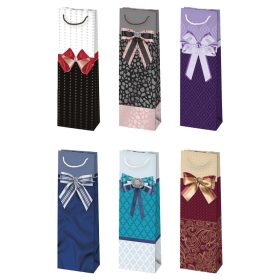 Színes Bow papír italtáska 10,5x33x8,5 cm