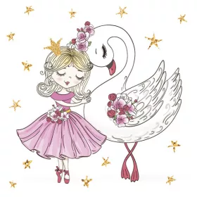 Balett, Balerina With Swan szalvéta 20 db-os 33x33 cm