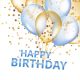 Happy Birthday Gold & Blue Balloons szalvéta 20 db-os 33x33 cm