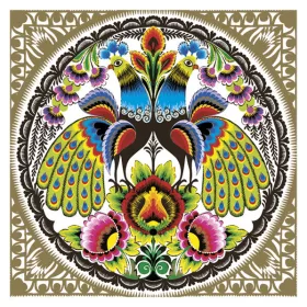 Állatos Folk Peacocks Gold szalvéta 20 db-os 33x33 cm