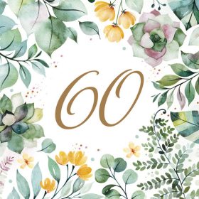 Happy Birthday 60 Floral Frame szalvéta 20 db-os 33x33 cm