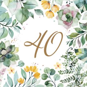 Happy Birthday 40 Floral Frame szalvéta 20 db-os 33x33 cm