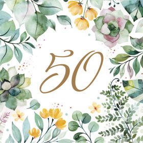 Happy Birthday 50 Floral Frame szalvéta 20 db-os 33x33 cm