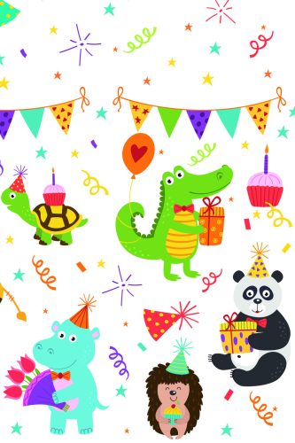 Állatos Cute Party papír asztalterítő 120x180 cm