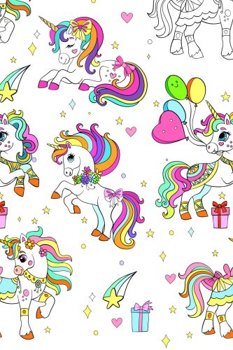 Unikornis Colourful papír asztalterítő 120x180 cm