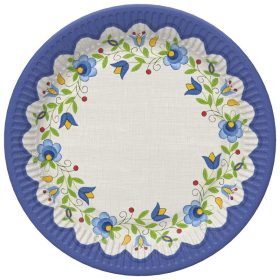 Hímzés Folk papírtányér 8 db-os 22,7 cm