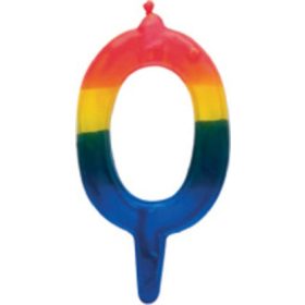 Színes Striped tortagyertya, számgyertya 0-ás