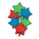 Csillag Red Blue Green Star fólia lufi 6 db-os szett 46 cm