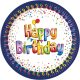 Happy Birthday Multicolor papírtányér 8 db-os 20 cm FSC
