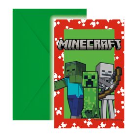 Minecraft Green party meghívó 6 db-os FSC