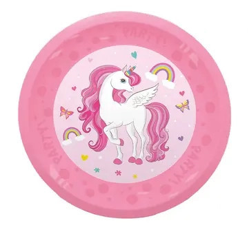 Unikornis Rainbow Colors micro prémium műanyag lapostányér 4 db-os szett 21 cm